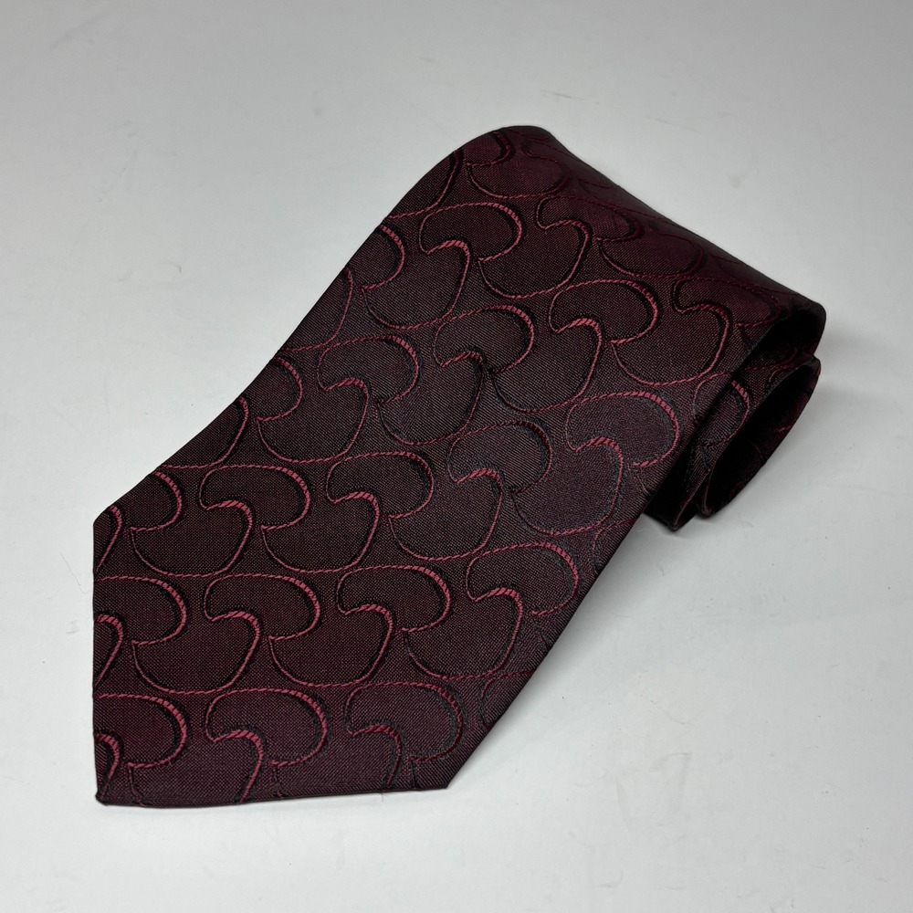 Bellini Necktie Mens‎ OS Burgundy Abstract Swirl Microfiber Polyester